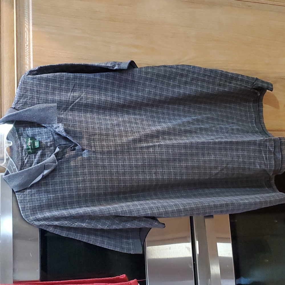 Men's Grey Plaid Polo size XL
